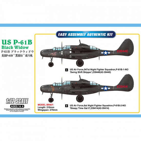 Hobby Boss 87262 Сборная модель самолета US P-61B Black Widow (1:72)